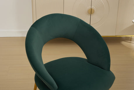 Velvet Fabric Dining Chair with Curved Backrest and Golden Metal Legs HouseOfZazla