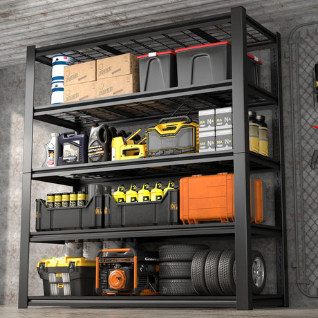 Garage Storage Rack, 5 Layer Adjustable Shelving Unit For Warehouse - Black HouseOfZazla