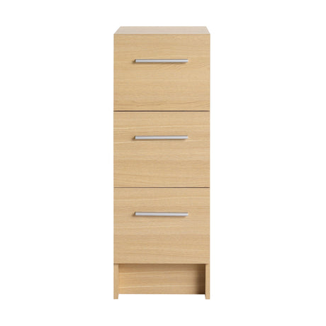 Slim Freestanding Bathroom Storage Cabinet, 3 Drawers - Light Oak HouseOfZazla