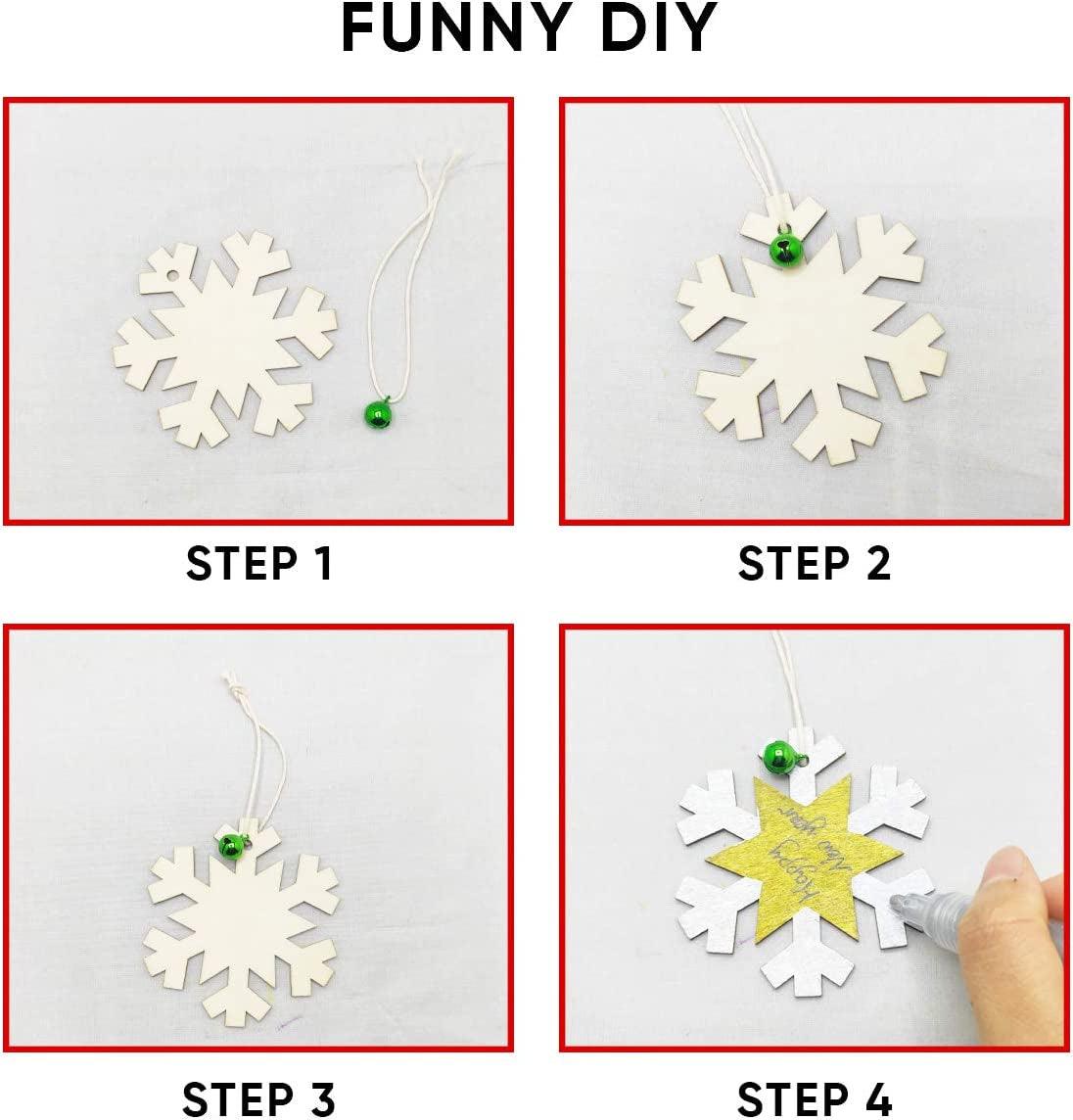 50/100pcs Wooden Pieces Christmas Snowflake Cutouts Craft Embellishments  DIY Decorative Accessories Manual Ornament For DIY Art