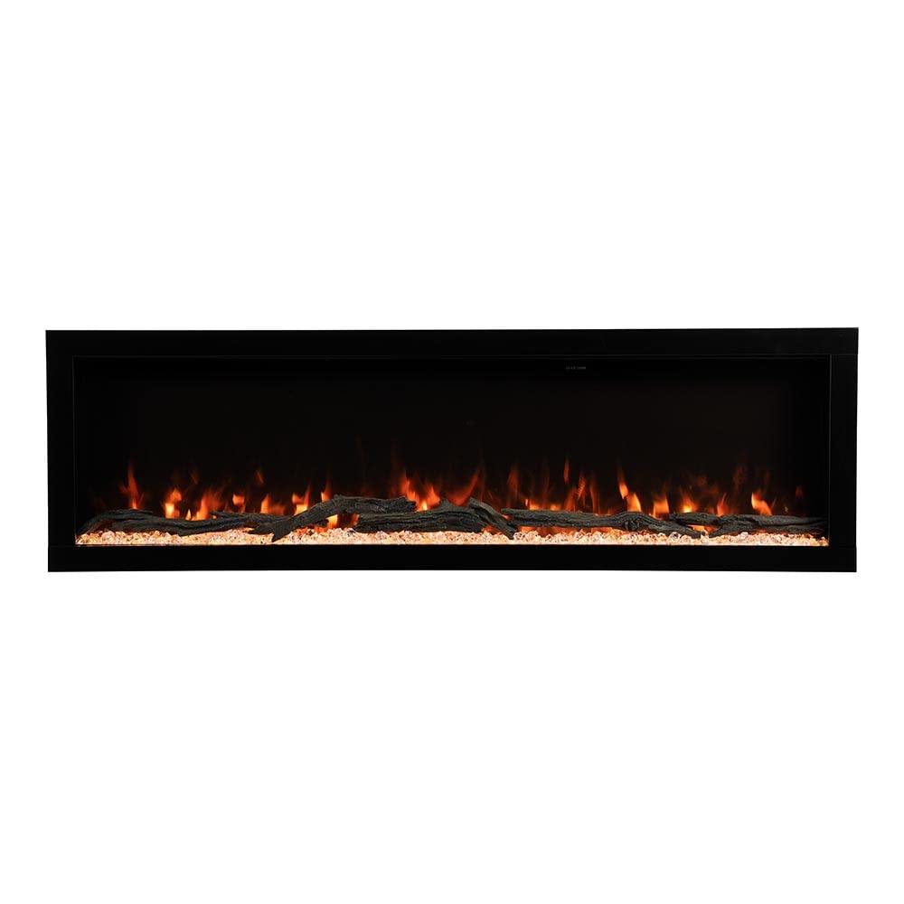 Modern Ember Highmark 60 Inch Smart Linear Electric Fireplace - Premium Flame with 10 Colors, Sleek Hidden Vent Design, Install Recessed in-Wall or Wall-Mount, WiFi and Voice-Enabled