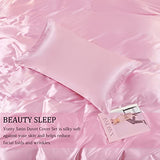 Vonty 3-Piece Silky Satin Duvet Cover Set Full/Queen Size Duvet Cover, Organic Natural 400TC Pink Duvet Cover Set - Luxury & Sexy Bedding Duvet Covers with Zipper Closure(No Comforter) Vonty