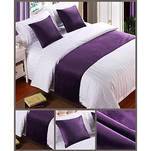 DAYDAY helper Bed Runner Single Soft Velvet Decor Bedding Cover Purple Luxury Bedspread Bed Runner for Foot of Bed Bed Scarf Bed End Towel for Hotel Bedroom Wedding Room, 180x50cm DAYDAY helper