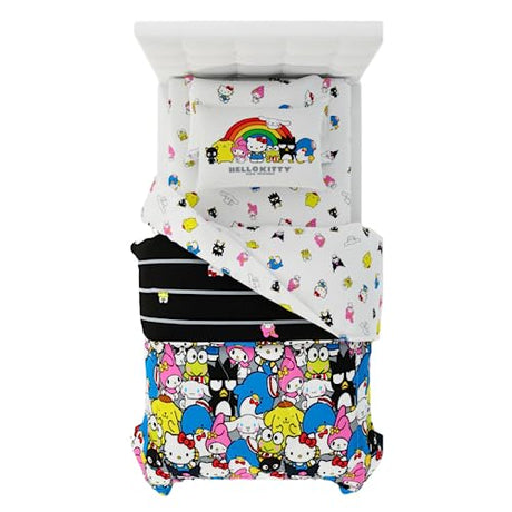 Franco Collectibles Hello Kitty & Friends Bedding 5 Piece Super Soft Comforter and Sheet Set with Sham, Twin, (Official Licensed Product) Franco