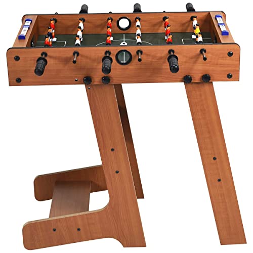 Giantex 27in Folding Foosball Table with 2 Mini Footballs, Score Keepers - ASTM Certified for Indoor Recreation, Great for Family Game Nights and Parties - WoodArtSupply