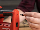 Arrow ET501C Cordless 5-In-1 Professional Staple and Nail Gun, Battery Powered Wire Stapler and Brad Nailer for Upholstery, Framing, Roofing, Crafts, Fencing, Cable, Black/Red Arrow