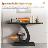 Contemporary Accent Table, Modern Entryway Table with Sintered Stone Top, Decorative Hallway Console Tables with Wrought Iron Frame, Double-Layer Storage, for Living Room(White,59in) HDZNDH