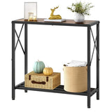 Tajsoon Console Table 28.3''L, 2 Tier Narrow Entryway Table with Open Shelves, Small Sofa Table for Living Room, Entrace, Hallway, Foyer, Corridor, Office, Rustic Brown Tajsoon