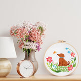 Louise Maelys Dog Embroidery Kits for Beginners with Floral Pattern,Cross Stitch Kit for Adults DIY Needlepoint with Embroidery Instructions