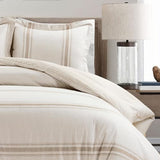 Lush Decor Farmhouse Stripe Reversible Cotton Duvet Cover Queen Size 3 Piece Set Full/Queen Neutral - Farmhouse Bedding Set - Striped Duvet Cover Lush Decor