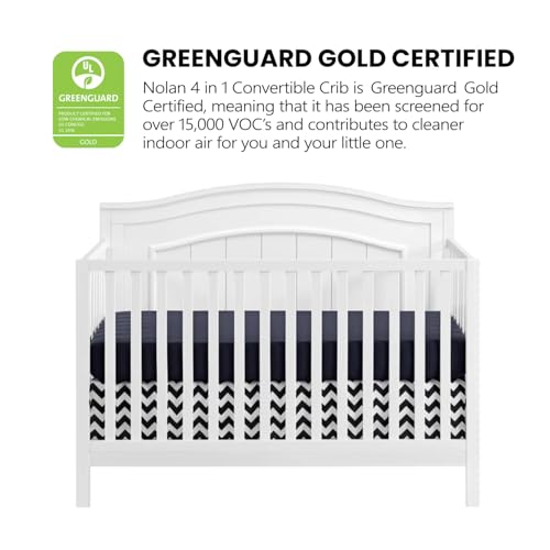 Oxford Baby Nolan 4-in-1 Convertible Baby Crib, Snow White, GreenGuard Gold Certified Oxford Baby