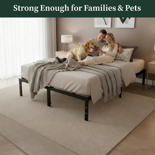 Queen Size Bed Frame, 14 Inch Metal Platform Bed Frames with Heavy Duty Steel Slat Support, No Box Spring Needed, Easy Assembly, Under Bed Storage SageNest