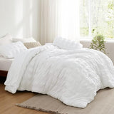 Bedsure Bed in a Bag Queen - 7 Pieces Plaid Seersucker Bedding Comforter Sets, Soft Lightweight White Boho Bed Set with Comforters Queen Size, Sheets, Pillowcases & Shams Bedsure