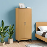 HODEDAH IMPORT 2 Door Wardrobe with Adjustable/Removable Shelves & Hanging Rod, Beech Hodedah