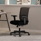 HON Convergence Ergonomic Office Chair, Breathable Back Support Mesh, Adjustable Arms, Computer Chair with Lumbar Support, Rolling Swivel Wheels, Comfortable Synchro-Tilt Recline, Fabric, Black HON