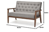 Baxton Studio Sorrento Mid-Century Retro Modern Grey Fabric Upholstered Wooden 2-Seater Loveseat Baxton Studio