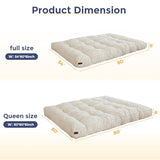 MAXYOYO 6" Futon Mattress Full Size, Tufted Futons Sofa Couch Bed with Twisted Rope Design Edging, Thick Corded Fabric Floor Mattress for Adults, Shredded Foam Filling (Frame Not Included), Beige MAXYOYO