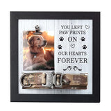 X-partner Pet Memorial Frame with Collar Holder – Dog & Cat Loss Remembrance Gift – You Left Paw Prints on Our Hearts Forever – Sympathy Keepsake Frame for Pet Lovers