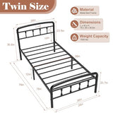 Blbeed Metal Twin Bed Frames,1500 Lbs Heavy Duty Bed Frames with Headboard,Noise-Free Design & 12" Underbed Storage,No Box Spring Needed/Tool-Free Assembly Blbeed