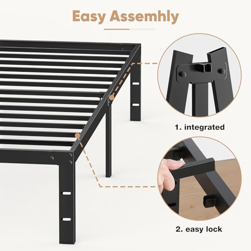 DUMOS Twin Size Bed Frame - Metal Platform Bed Frame Mattress Foundation with Steel Slat Support, No Box Spring Needed, Storage Space Under Base, Easy Assembly, Black DUMOS