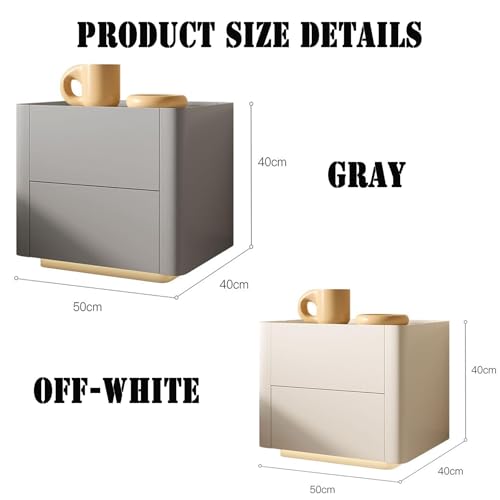 Bedside Table with Bottom Sensor Light, Smart Lighted Nightstand with Drawers for Bedroom Furniture(Grey) WoodArtSupply