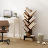 Hoctieon Rustic Brown 6-Tier Tree Bookshelf with Drawer - Stylish Freestanding Storage Solution for Home & Office Hoctieon