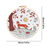 FRANDEK Fox Scenery Embroidery Kit for Beginners Adults, Complete Starter Cross Stitch Set with Printed Pattern, Cotton Threads, Bamboo Hoop, Needles, DIY Needlework Craft Gift for Mom Grandma