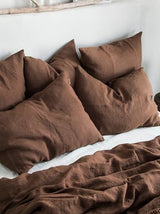 Linen Bedding Set in Walnut. Duvet Cover and 2 Pillowcases Set. King, Queen, Twin, Full, Double, Single Size. Dark Brown Linen Bedding Set (King 90x104) Generic