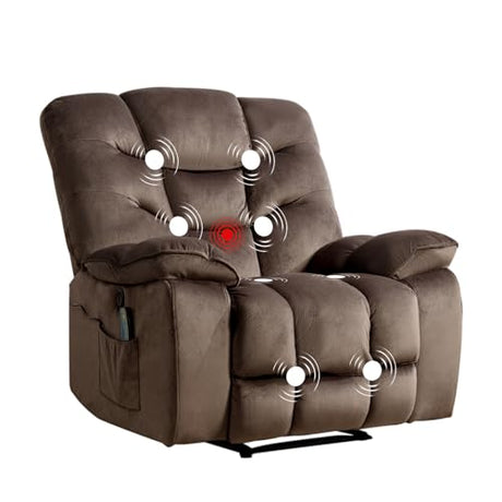 HAOMARKETS Oversized Power Recliner Chair with Massage and Heat, 41" Wide Electric Reclining Chairs with USB Port, Breathable Fabric Overstuffed Reclining Sofa for Living Room Bedroom (No Lift) HAOMARKETS