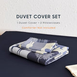 Wake In Cloud - Rustic Duvet Cover Set, Cabin Christmas Lodge Western Country Bear Deer Holiday RV Outdoor Winter Theme, Soft Lightweight Bedding, 3-Piece, Blue Beige, Twin/Twin XL Size Wake In Cloud