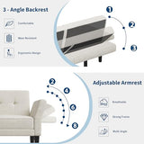 IDEALHOUSE 89" Futon Sofa Bed, Modern Chenille Sleeper Couch with Adjustable Backrest & Armrest, Convertible Futon Couch for Living Room Bedroom Apartments, Beige IDEALHOUSE