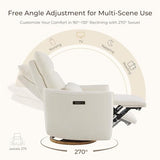 CHITA Swivel Rocker Recliner Chair, Power Nursery Glider Recliner, Nursery Rocking Chair with Adjustable Power Headrest, FSC Certified, Solid Wood Base, Cream CHITA