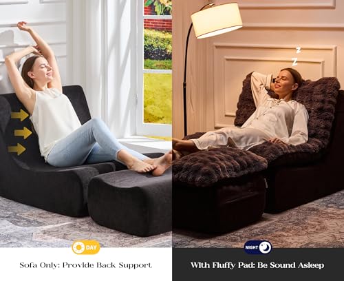 Hobestluk Sofa Couch Foam Sofa for Small Spaces Comfy Sofas with footrest Couch Recliner Small Sofas for Living Room, Bedroom, Apartment (Dark Grey)