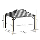 Kozyard Alexander 10' X 12' Hardtop Gazebo, Aluminum Metal Gazebo with Galvanized Steel Double Roof Canopy, Curtain and Netting, Permanent Gazebo Pavilion for Patio, Backyard, Deck, Lawn (Gray) Kozyard