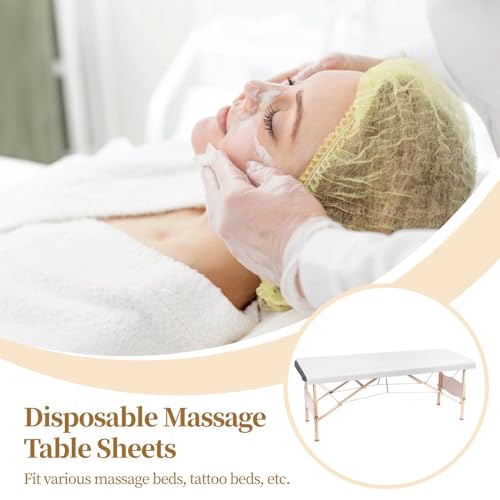 100PCS Disposable Massage Table Sheets, 71” x 31.5” Disposable Massage Bed Covers, Breathable Non-Woven Fabric Tattoo Bed Sheets, Single Use Hygiene Sheet for SPA Centers, Beauty Salons, Hotels DIMEGON