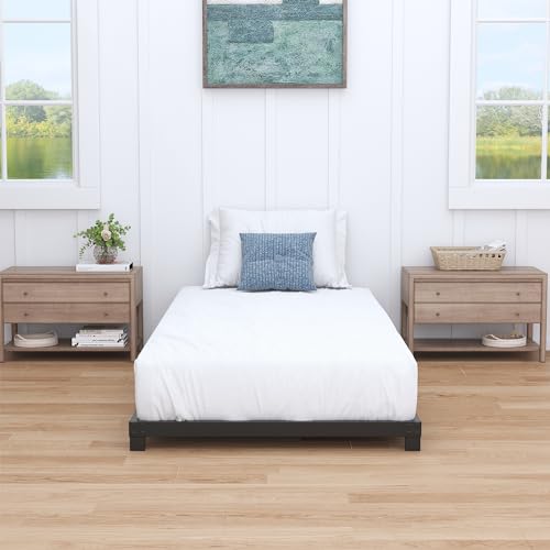 Nailsong 3 Inch Twin Bed Frames Low Profile, Twin Platform Bed Frame No Box Spring Needed, Heavy Duty Metal, Easy Assembly, Black Nailsong