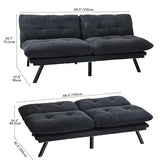 YITAHOME Convertible Futon Sofa Bed with Adjustable 3 Color Light Strip, 70" Folding Futon Set for Living Room Home Office Aprtment, Modern Futon Couch with Adjustable Backrest & Armrests, Black YITAHOME