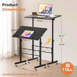 COMHOMA Small Standing Desk Adjustable Height & Tiltable Tabletop, Mobile Stand Up Desk for Laptop, Portable Computer Table for Home Office Work and Walking Pad Treadmill, Height 30.7"-46.4", Black COMHOMA