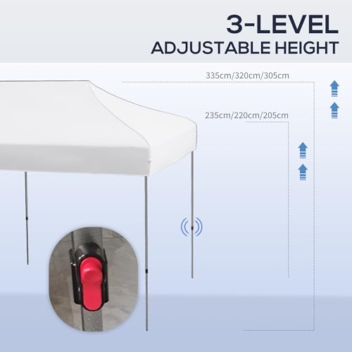 Outsunny 10' x 20' Pop Up Canopy Tent, Instant Sun Shelter with 3-Level Adjustable Height, Easy up Outdoor Tent for Parties with Wheeled Carry Bag for Garden, Patio, White - WoodArtSupply