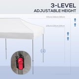 Outsunny 10' x 20' Pop Up Canopy Tent, Instant Sun Shelter with 3-Level Adjustable Height, Easy up Outdoor Tent for Parties with Wheeled Carry Bag for Garden, Patio, White Outsunny