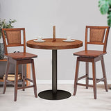 COSTWAY 24.5 Inch Rattan Back Bar Stools Set of 2 with 360° Swivel and Comfortable Footrests COSTWAY