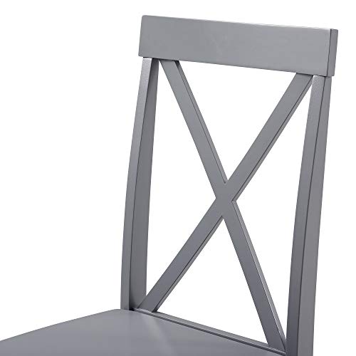 Walker Edison 4 Person Modern Farmhouse Wood Small Dining Table Dining Room Kitchen Table Set Dining 4 X Chairs Set, 48 Inch, White and Grey Walker Edison