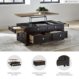 Signature Design by Ashley Drazmine Casual Lift-Top Coffee Table with 4 Drawers and Casters, Dark Brown & Light Brown Signature Design by Ashley