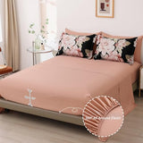 Floral Comforter Set King Size 7 Pieces Black Pink Floral Bed in a Bag, Complete Bedding Sets Elegant Flower Bed Set Comforter for All Season with Flat Sheet, Fitted Sheet, Pillowcases & Shams Dintszyayue