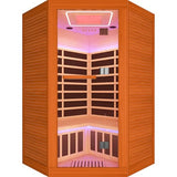 OUTEXER 2-3 Person Sauna Corner Sauna Far Infrared Saunas Room Home Canadian Hemlock Indoor 2100W Low-EMF Dry Saunas with Red Light Therapy Beauty Lamp 47.2 * 47.2 * 74.8inch OUTEXER