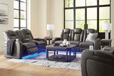 Signature Design by Ashley Fyne-Dyme Contemporary Power Reclining Loveseat with Console, USB Charging Ports and Adjustable Headrest, Gray Signature Design by Ashley