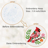 Louise Maelys Red Cardinal Bird Embroidery Kit for Beginners - Floral Hand Stamped DIY Embroidery Kits with Hoop, Threads & Needles - Easy Cross Stitch Starter Set for Adults