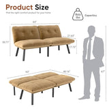 homeokay Futon Sofa Sleeper Couch Bed with Adjustable Backrest Thick Cushion Velvet Fabric for Department Living Room Lounge Sofa Loveseat (Brown) homeokay