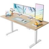 HUANUO 63 x 28 inch Electric Standing Desk Adjustable Height, 4 Memory Height Settings, Sit Stand Up Desk for Home Office & Computer Workstation, Light Walnut HUANUO