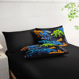 Smell Sunshine 7pcs Comforter Set Dinosaur Theme Printed Bedding Set with 1 Comforter, 1 Flat Sheet, 1 Fitted Sheet and 4 Pillowcases for Boys and Girls Bedroom (Dinosaur King Smell Sunshine